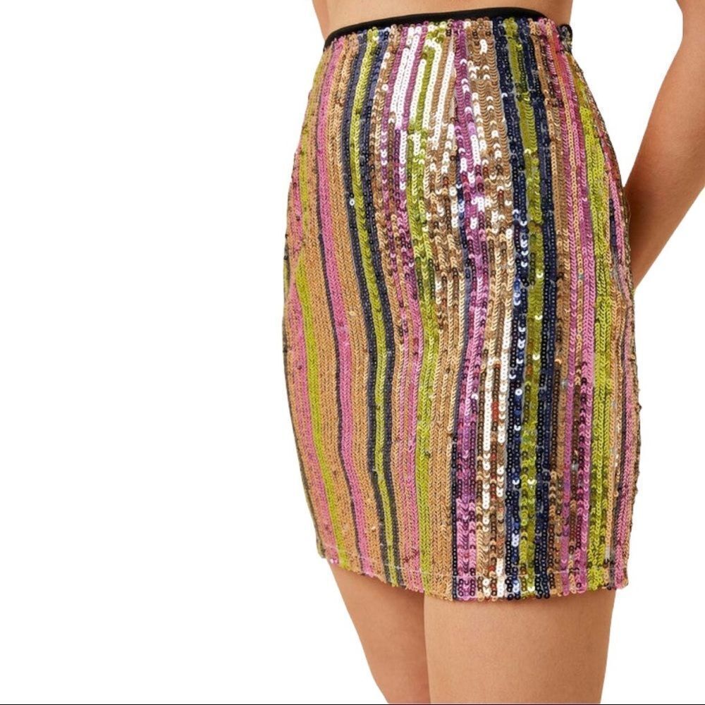 Hayden High-Rise Sequin Striped Mini Skirt - Picture 2 of 6